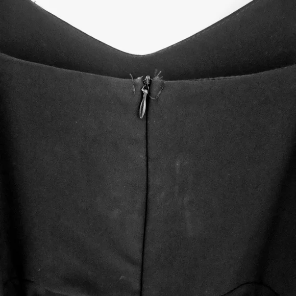 Black V-Neck Flare Midi Dress - Picture 5 of 6